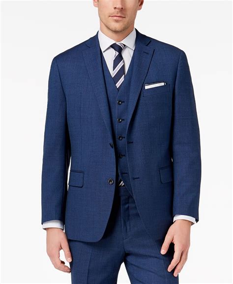 michael kors men's classic fit blue birdseye vested suit|Michael Kors Blue Birdseye Classic.